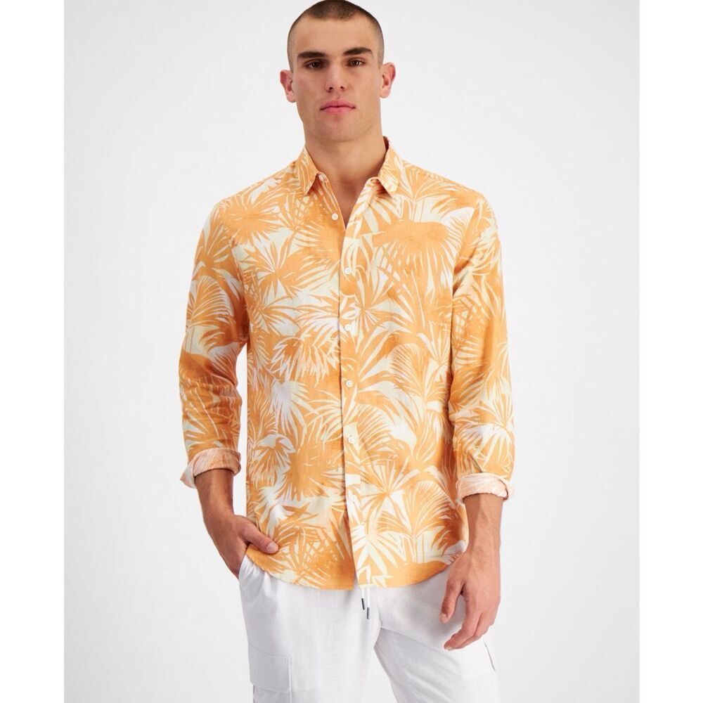 Inc International Concepts Men's Andy Abstract Palm Print Long-Sleeve Size XXL